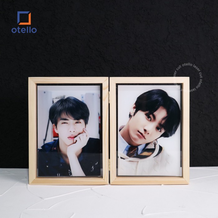 Wooden Double Floating Frame Photo Foto Custom Gift Kado Pacar Sahabat