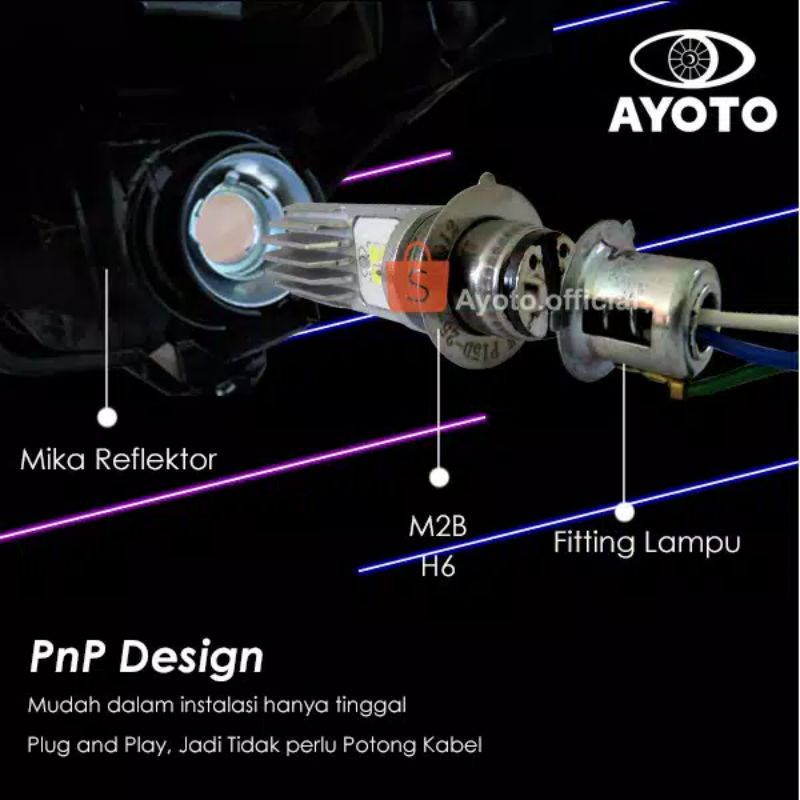 AYOTO LAMPU MOTOR LED BEBEK/ MATIC / AYOTO M2B AC DC HI LO ORIGINAL