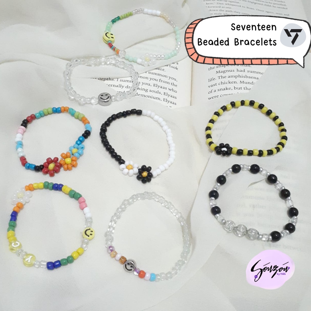 Seventeen Beaded Bracelet/Gelang Kpop Manik/Beads Bracelet Korea/Cincin K-Pop Dino Joshua