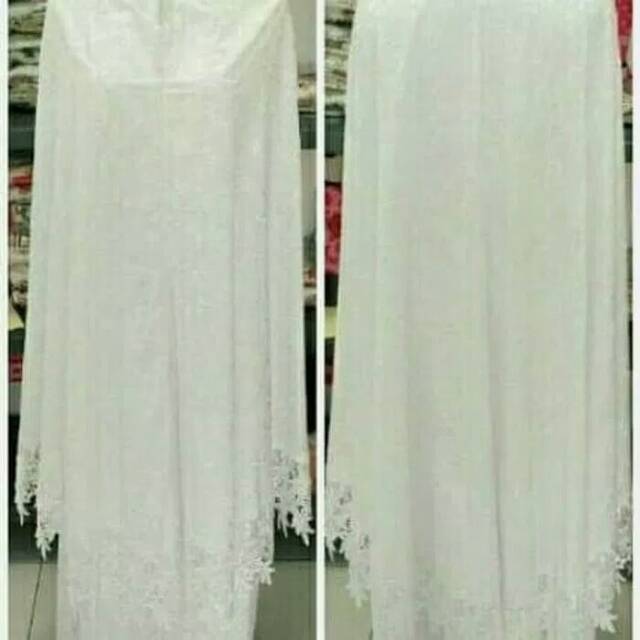 Mukena katun paris renda kerancang brokent white 08