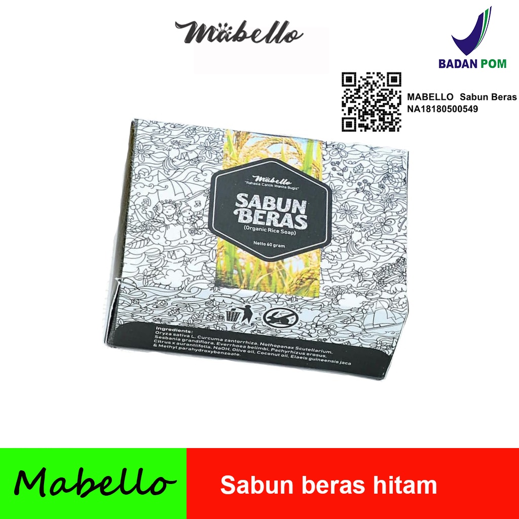 sabun pemutih badan dan wajah sabun beras hitam mabello sabun bedda lotong mabello mabelo halal dan BPOM