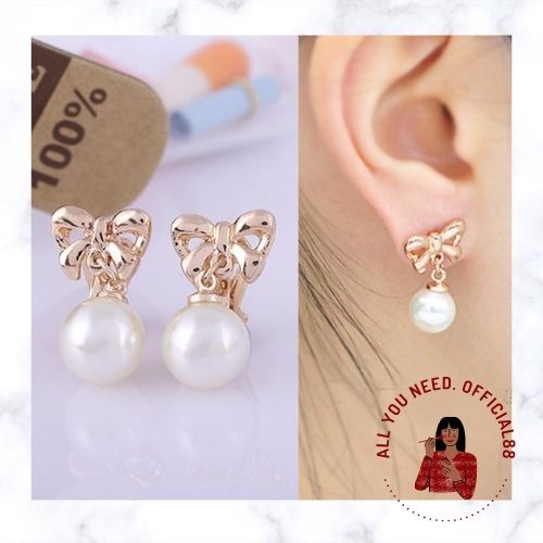 ✿AYN✿  Anting Mutiara FA16 Dengan Aksen Pita Cantik