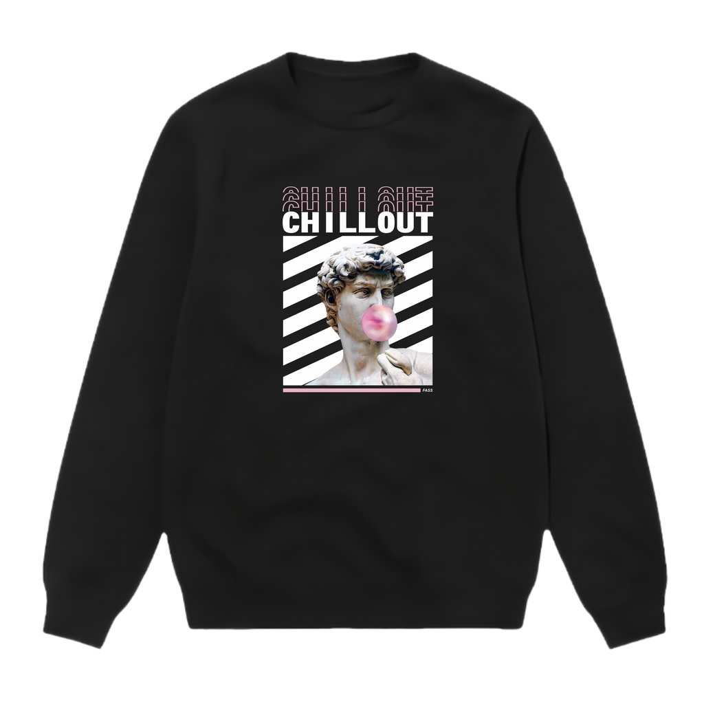 Crewneck Sweater Distro Basic Original Black Motif Simpel Pria Dan Wanita Premium Quality Unisex Pria Wanita Trendy