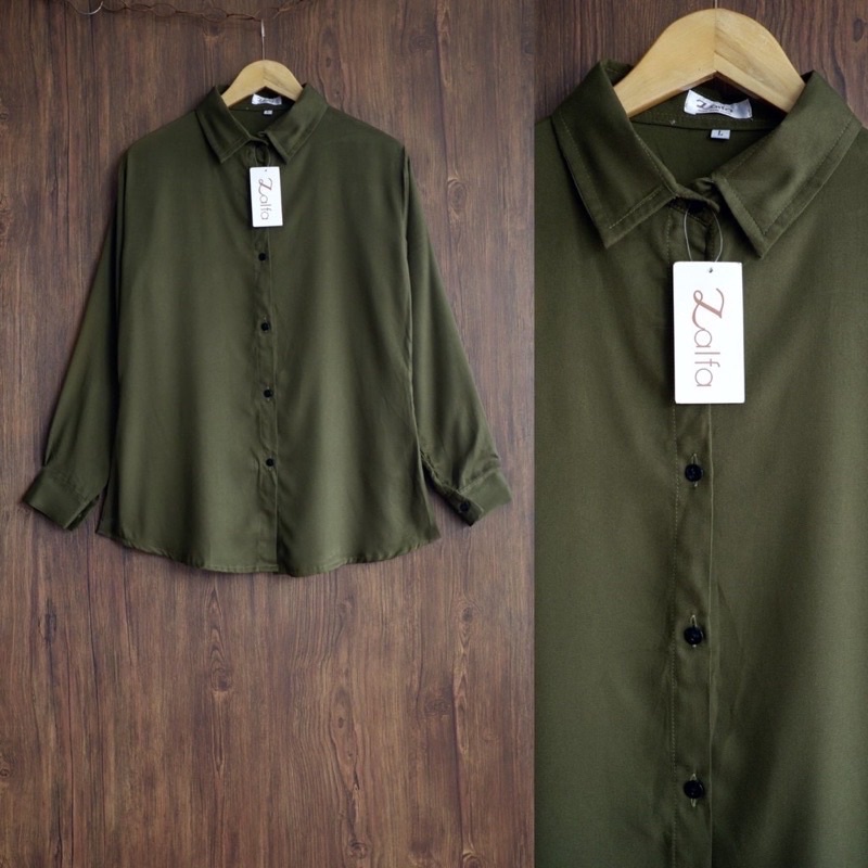 BASIC rayon kemeja by ZALFA OUTFIT-Army