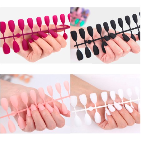 707- 24Pc False Nail Art tips Matte Nude Coffin Ballerina Drop shaped Press On Fake full cover Fingernail