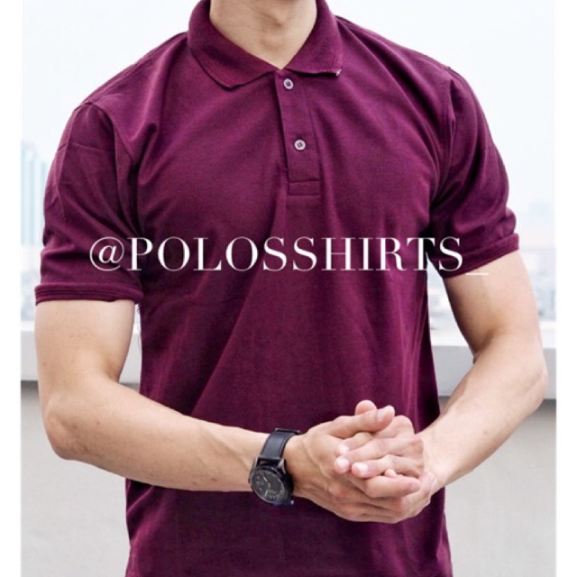 MERAH MAROON - BAJU KERAH POLOS, WANGKI POLOS