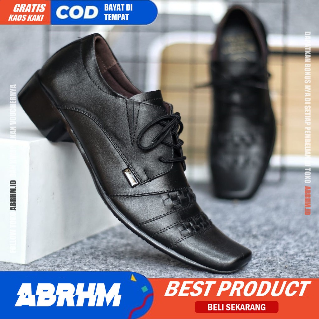 ABRHM x RAMPLE Sepatu Pantofel Kulit Asli Formal Kerja Kantor Pria Cowok