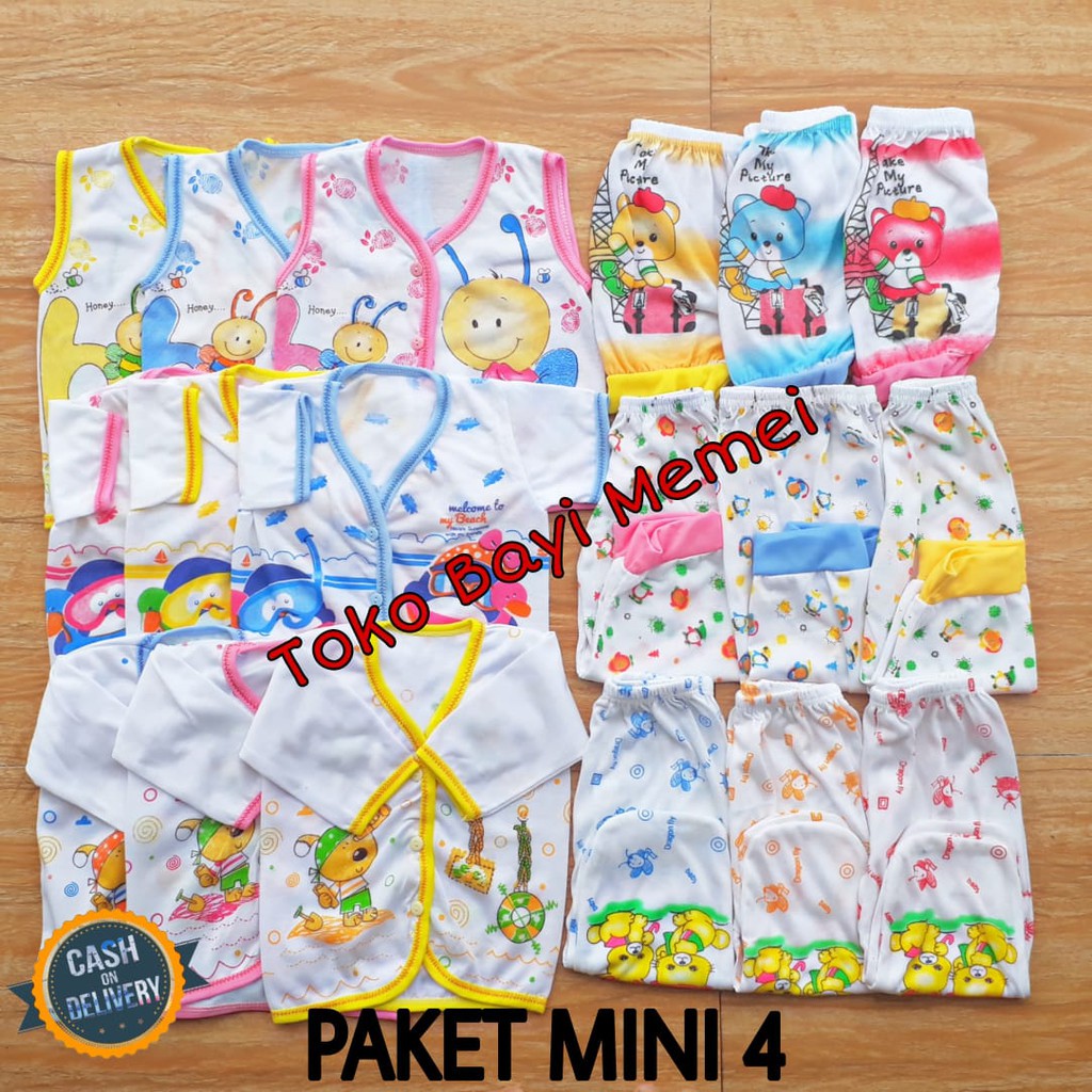 Paket baju bayi dan celana bayi MINI 3 isi 18 pcs bahan katun