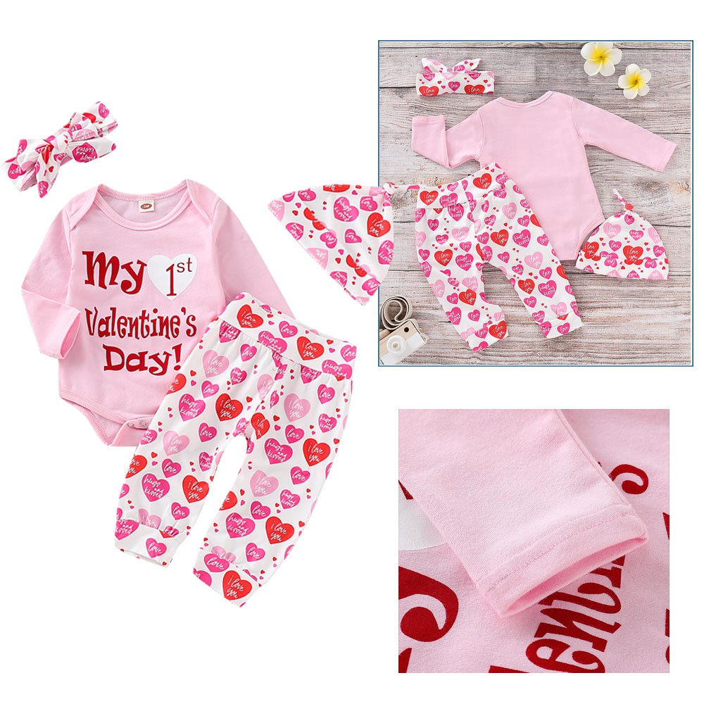 My Pertama Hari Valentine Pakaian Set Bayi Gadis Gadis Anak