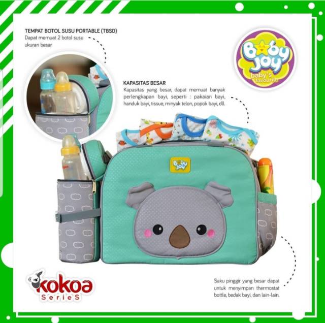 Baby Joy Tas Bayi Besar Diaper Bag + Tabung Botol Susu Double Kokoa Series