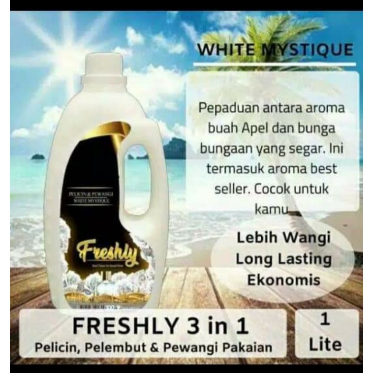 FRESHLY PELICIN DAN PEWANGI LOUNDRY 1000 ML WHITE MYSTIQUE