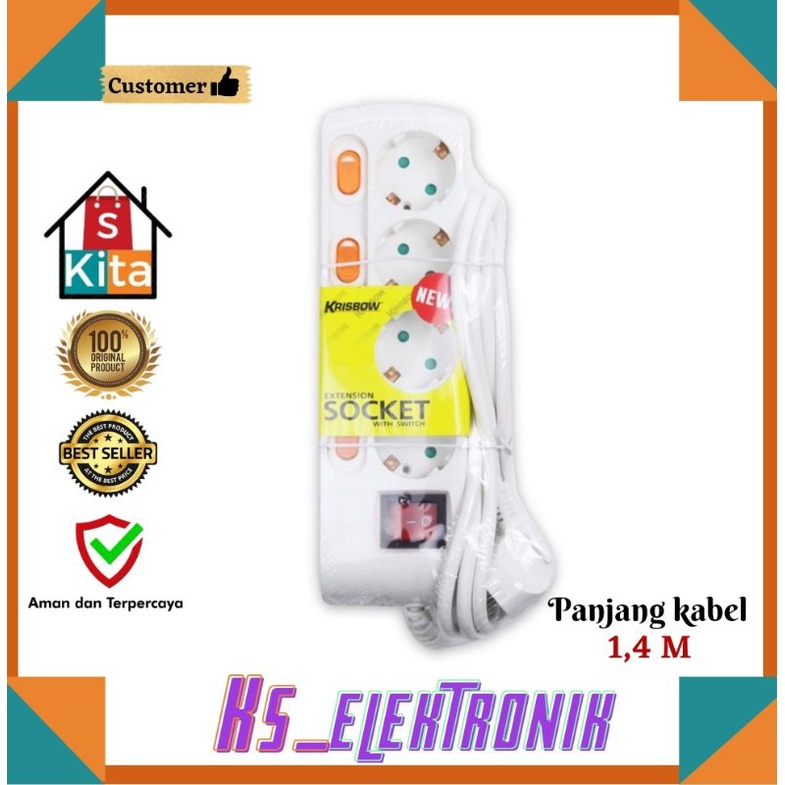 Stop Kontak dengan kabel 4 - 5 colokan MAX 16A/3520 Watt/kabel Colokan/terminal kabel