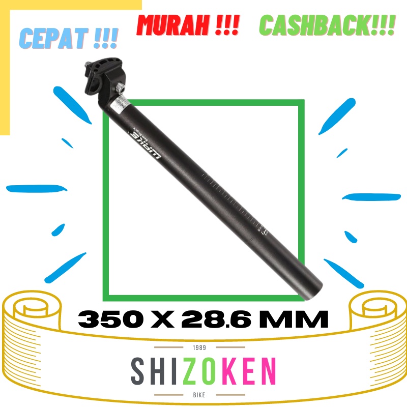 Wake Seatpost 28.6 x 350 mm Alloy Tiang Sadel Sepeda Hitam