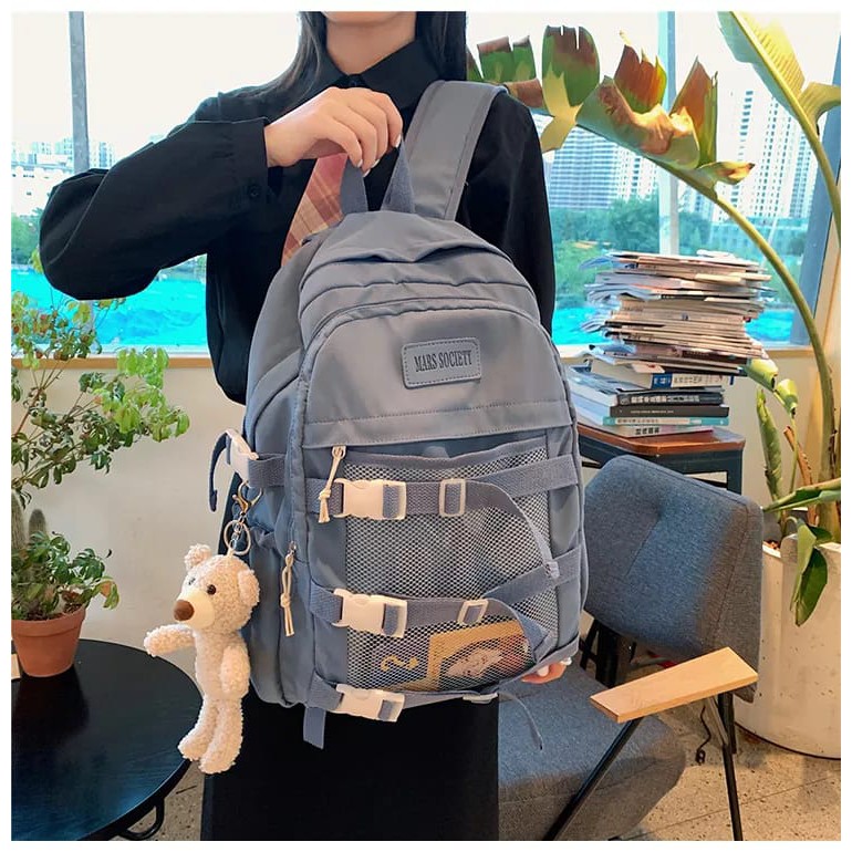 Baru Populer 2021 Ransel Korea Murah Tas Punggung Perempuan Dewasa Sederhana Backpack Laptop Komputer Ringan Kuliah Kerja Sekolah Back Pack Wanita Remaja Pria Gendong Cewek Cowok Kasual Model Kekinian-8