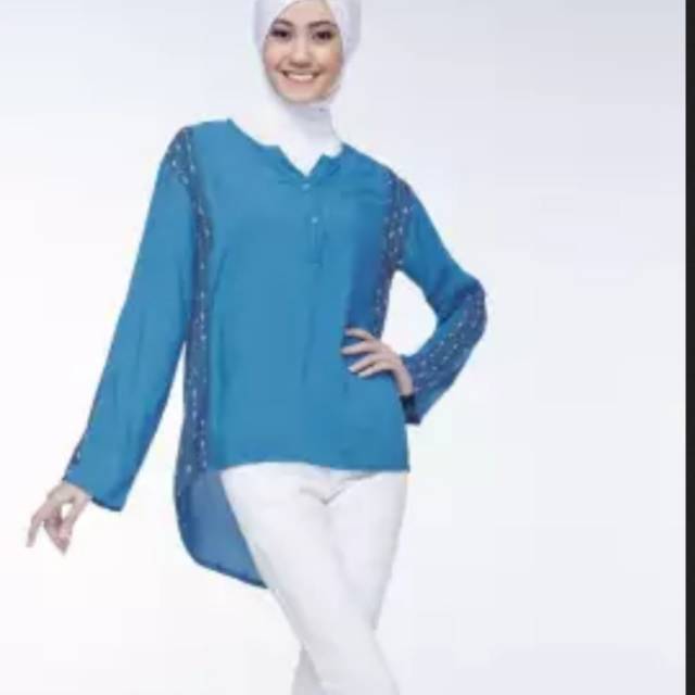 Sophie Paris blouse wanita marceline blue pakaian wanita