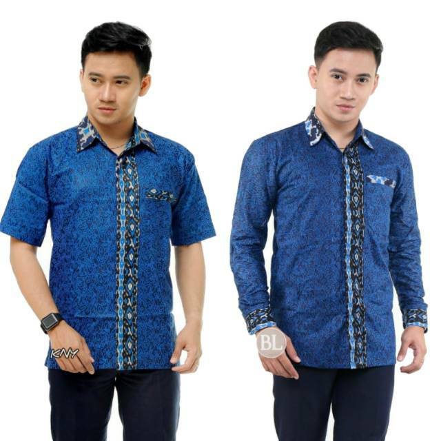 Kemeja Batik Mega Mendung Biru Panjang | Atasan Pria Modern