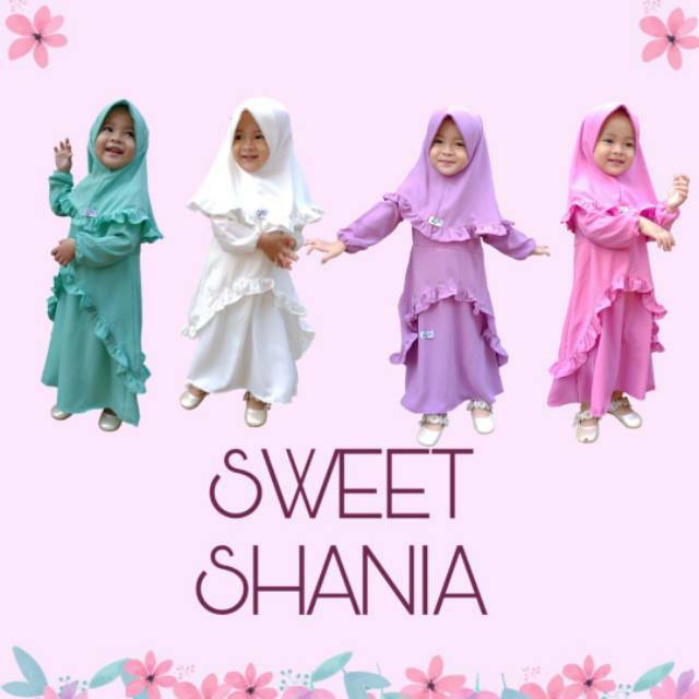 Little Sassa Sweet Shania Dress | Gamis Syar'i Set hijab jilbab kerudung gamis anak perempuan wollpe