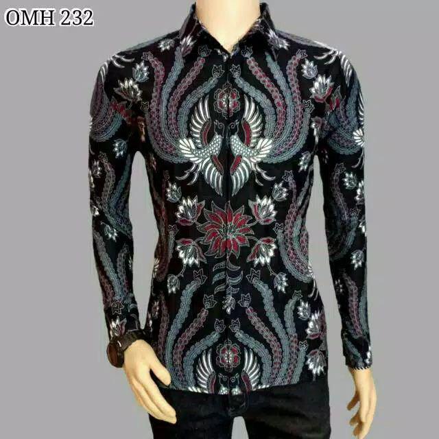 Kemeja Batik Pria Lengan Panjang Size M L Xl Xxl Bswart Batik Hrb026 Kenongo Hem Panjang Padi