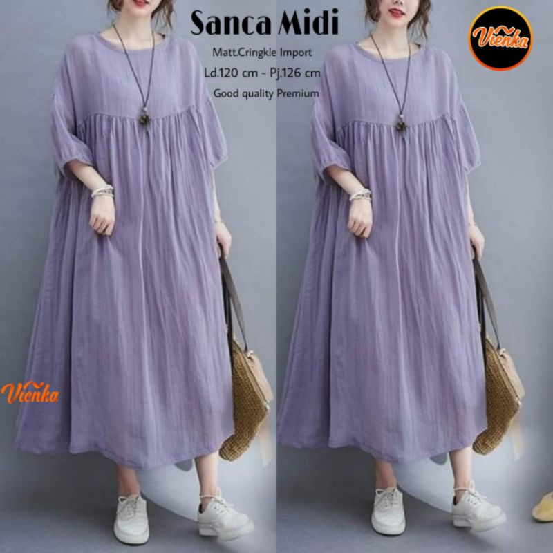 Sanca midi dress crinkle jumbo LD 120 XXL lilac purple