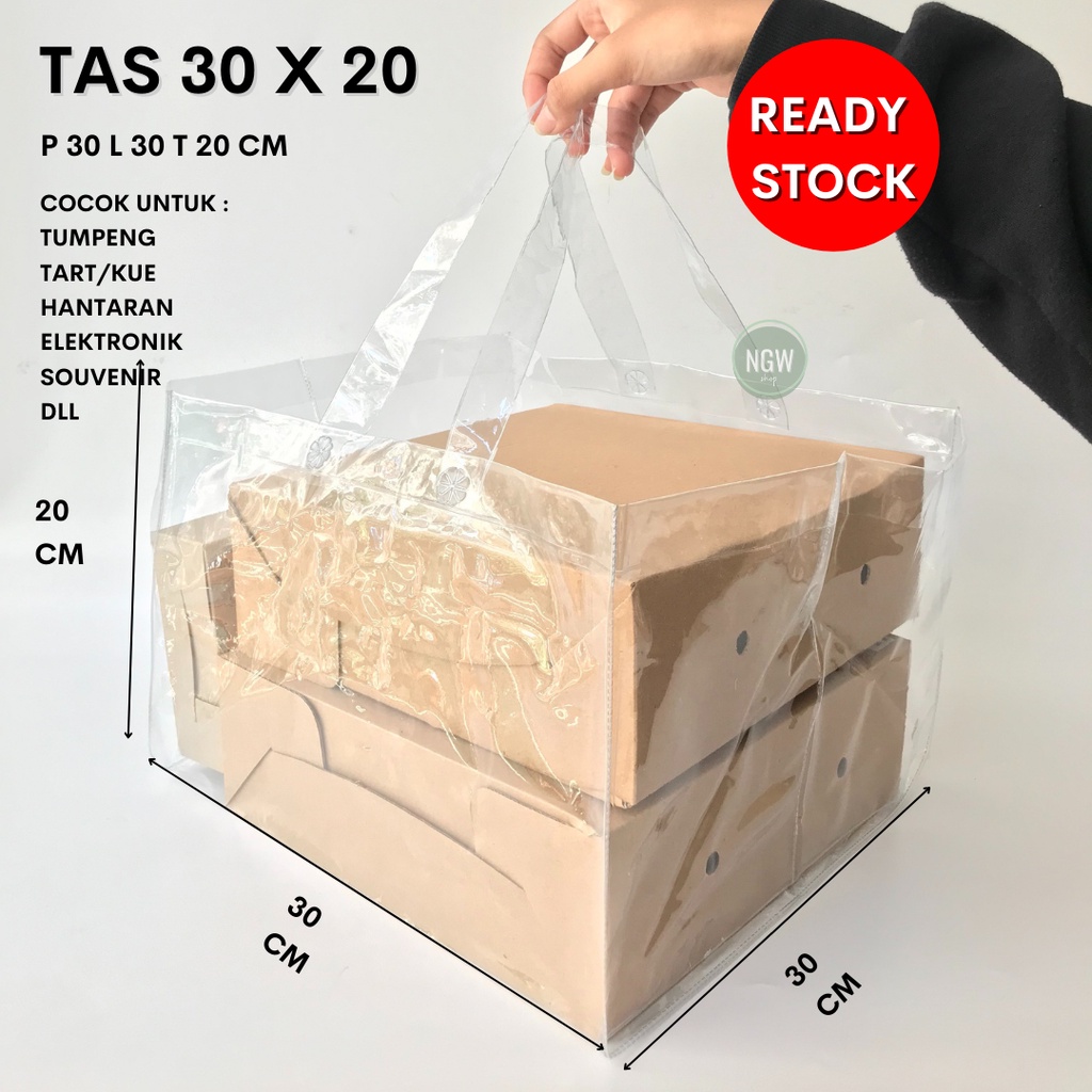 Tas PVC 30 x 30 x 20 mika hampers goodiebag kotak kue tart tumpeng JUMBO