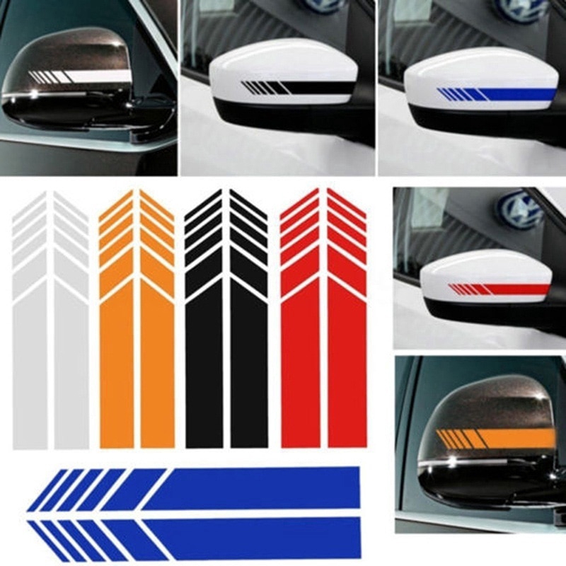 2pcs Stiker Motif Garis Bahan Vinyl Untuk Dekorasi Kaca Spion Mobil