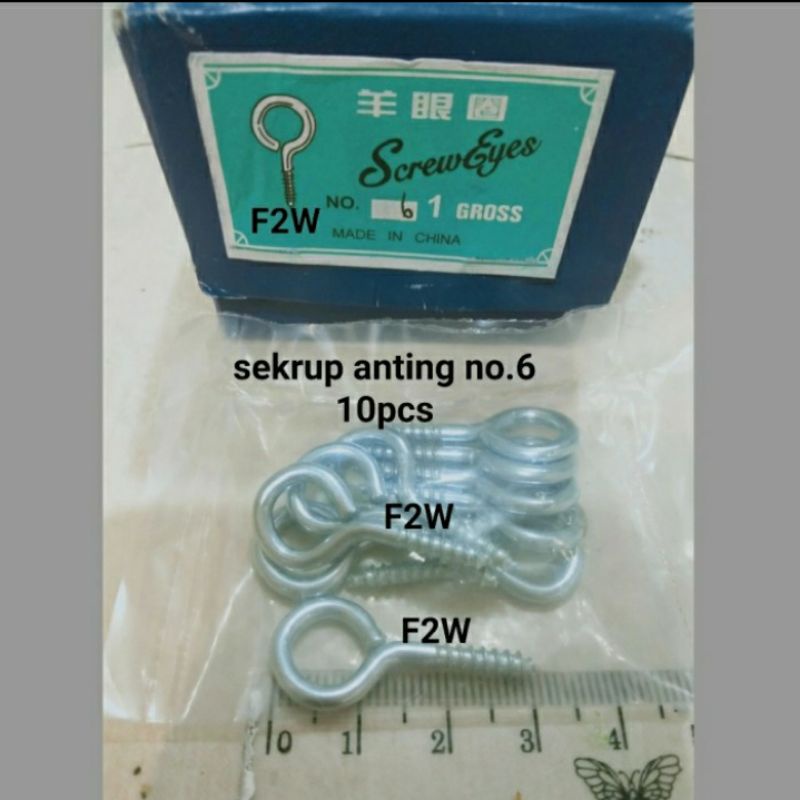 10PCS HOOK TUTUP NO6 SEKRUP ANTING SKRUP KAPSTOK HAK TUTUP NO.6 EYES SCREW NOMOR 6