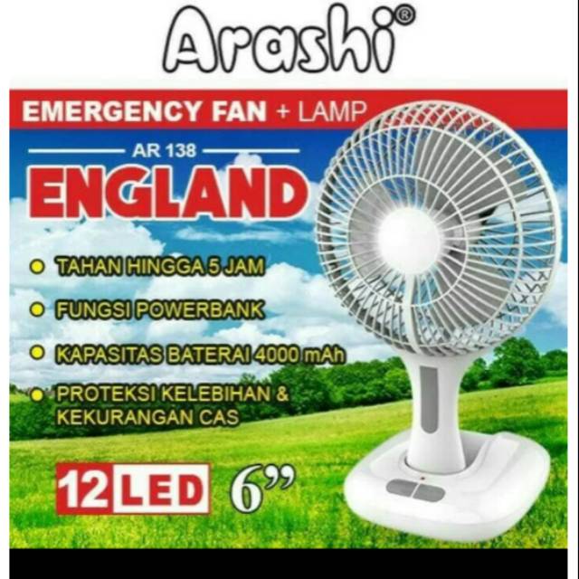 Lampu Emergency Arashi LAMPU + FAN ENGLAND