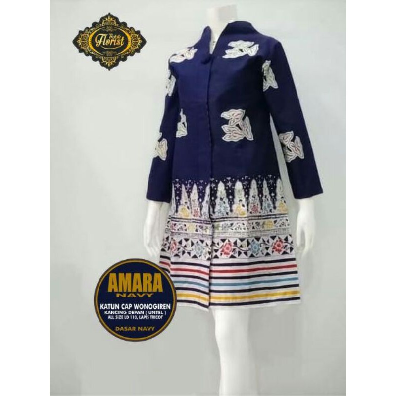 tunik batik amara navy by batik florist