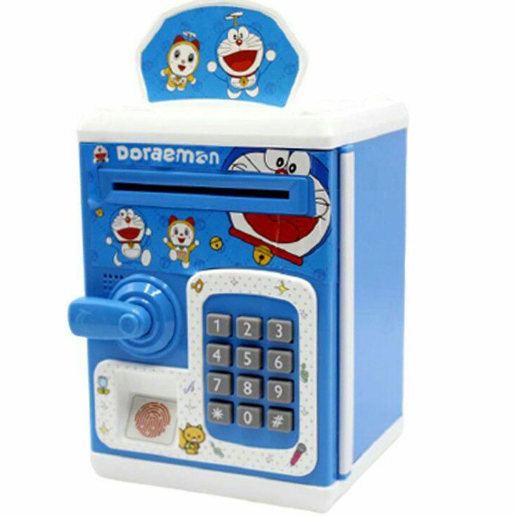 Mainan Celengan ATM Brankas Karakter | Mesin Tabung uang Doraemon Sidik Jari