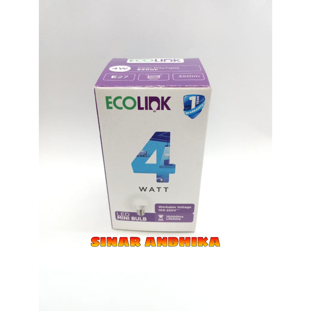 LAMPU LED BULB ECOLINK WARNA PUTIH 4 WATT