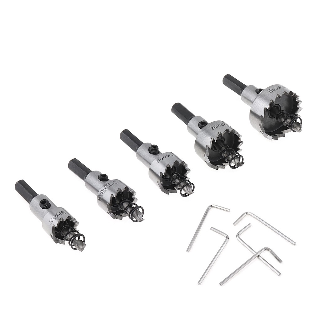 5pcs 16-30MM HSS Drill Bit Hole Saw Set, Stainless Alat Pemotong Alloy Baja Kecepatan Tinggi Twist Drill Bits Untuk Memotong Lubang Bor Baja/Kuningan/Metal