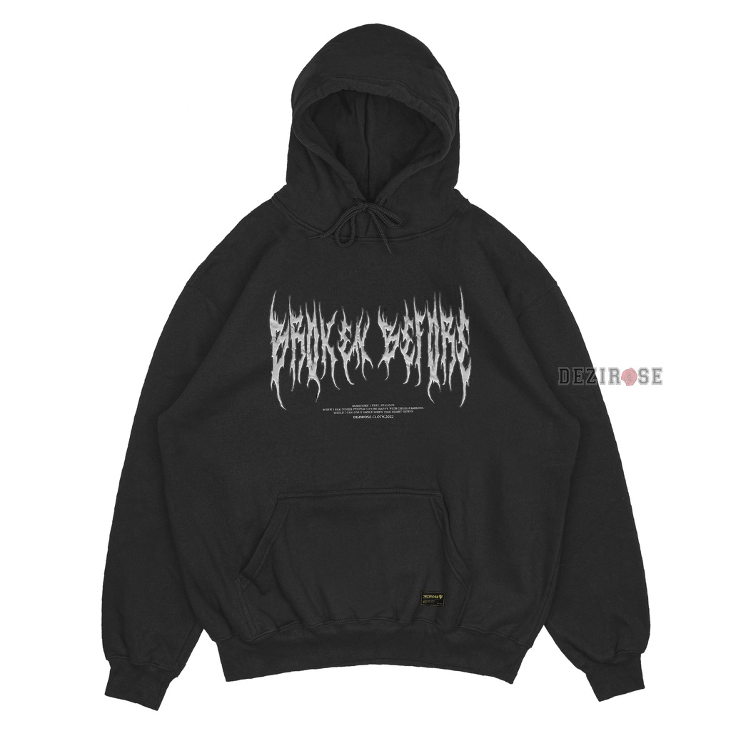 DEZIROSE - Sweater Hoodie Metal Series - Hodie Pria Distro Hitam Keren Fleece Tebal Hitam Premium Size M-XXL