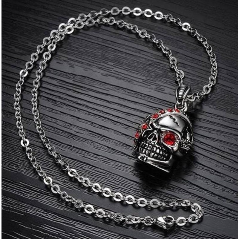 Kalung Rantai Liontin Tengkorak Gaya Punk Gothic Untuk Pria