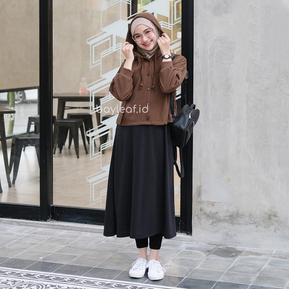 Cardigan Outerwear Rajut Lembut Long Panjang Cardi A2Q4 Muslimah Green Outer Hitam Loose Kotak Kotak