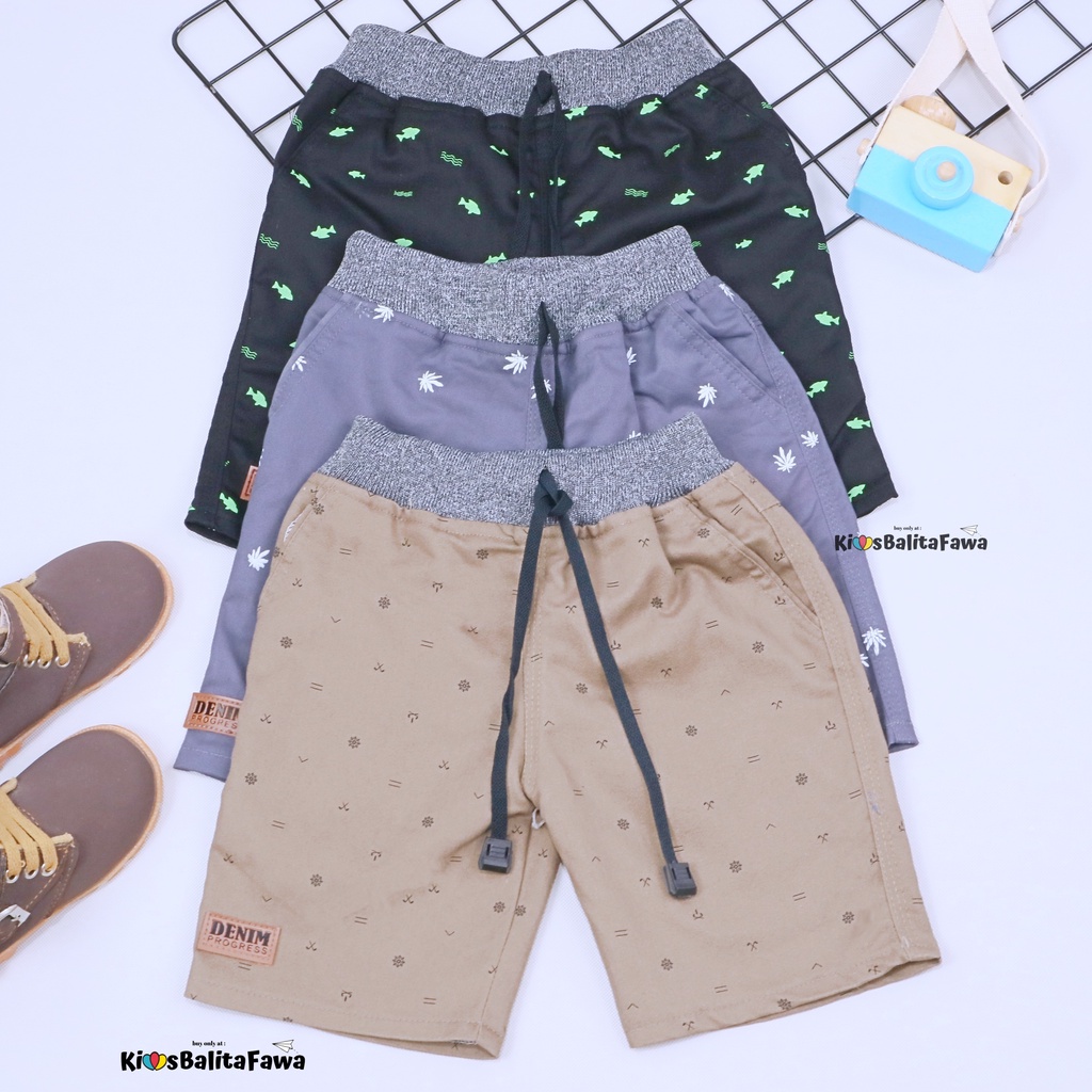 [MOTIF] Celana Pendek Daffa uk 1-12 Tahun / Bawahan Anak Laki Pants Semi Jeans Cowok EXPORT Quality
