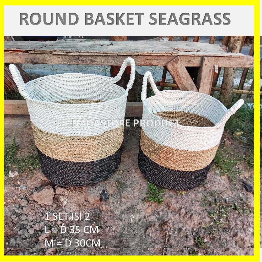 Keranjang Anyaman / Tempat Penyimpanan / Seagrass 2 pcs BIG SIZE