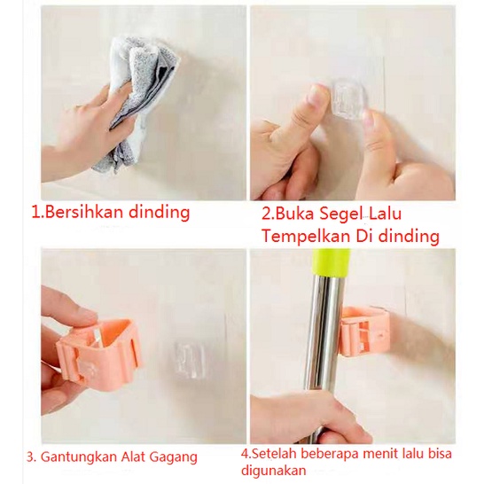 Gantungan Holder Sapu dan Pel Mop Suction Hanger / Gantungan Hook Multifungsi