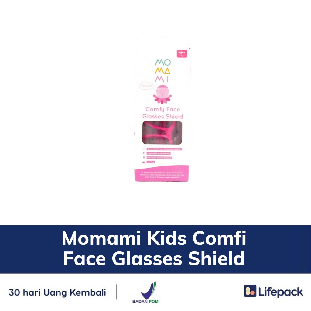 Momami Kids Comfi Face Glasses Shield - Biru - Kacamata Faceshield Anak - LIFEPACK-Pink