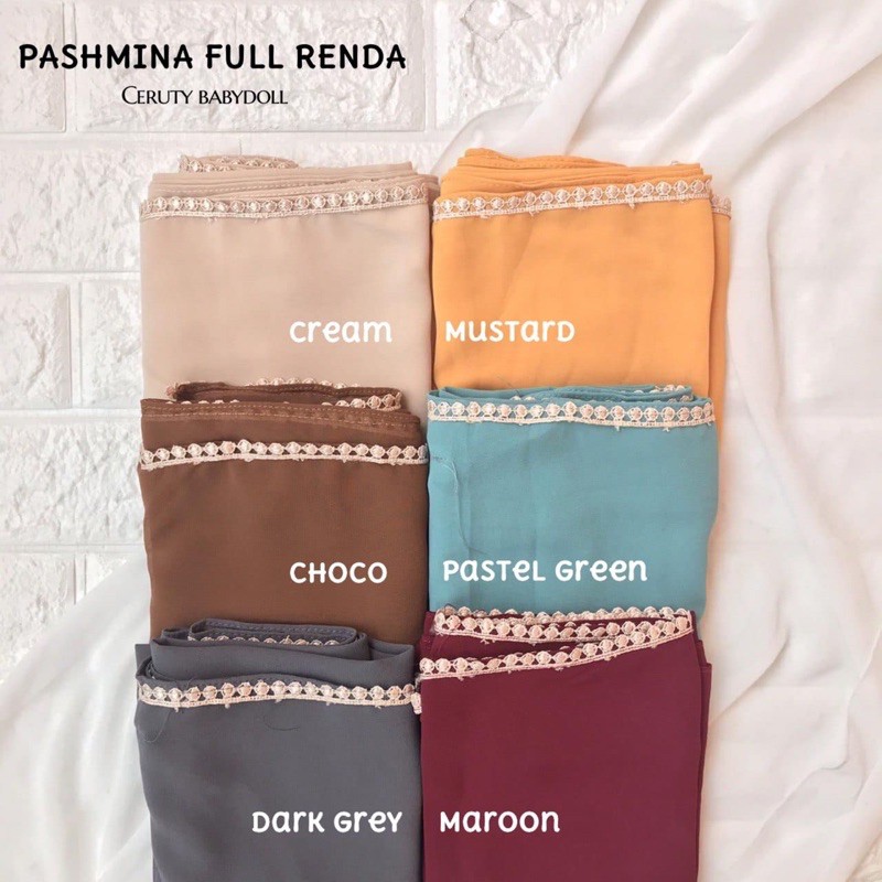 PASHMINA TALI FULL RENDA CERUTY BABYDOLL / HIJAB JILBAB INSTAN PASMINA SHAWL