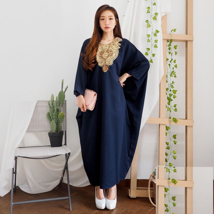 Murah Nadia Kaftan Polos Gamis Lebaran Murah Wanita - Bata