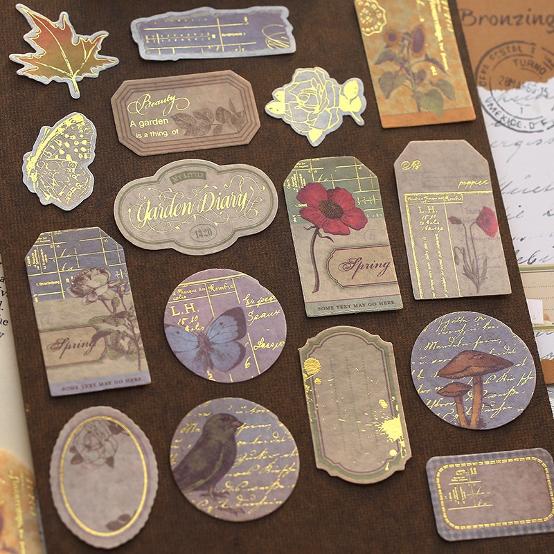 

[BC019] 10 PCS BRONZING VINTAGE RETRO STICKERS | BULLET JOURNAL
