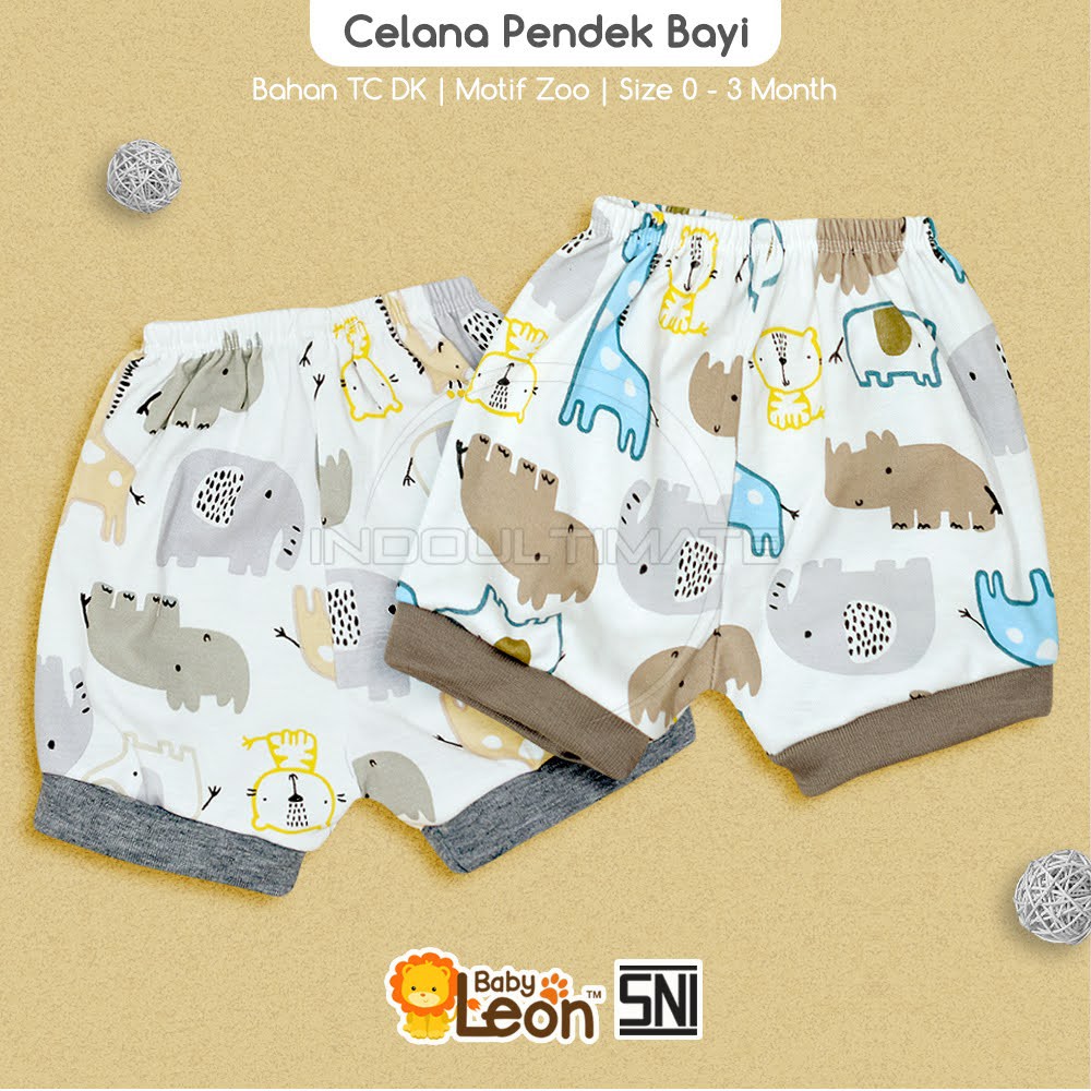 BABY LEON DS-117 Celana Pendek Bayi (0-3 Bulan) ZOO SERIES Celana Diaper Bayi Baru Lahir Celana Anak Bayi Celana Pop Bayi Celana Bayi Harian Celana Motif Bayi