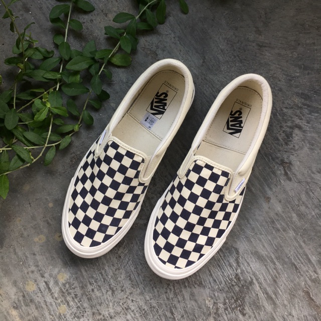 VANS VAULT OG SLIP ON WHITE BLACK CHECKERBOARD