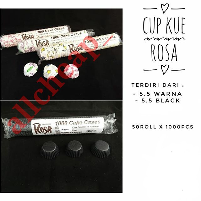 1000pcs CUP CAKE CASES NASTAR WARNA GREASEPROOF PAPER klassi / ROSA 5.5 MOTIF