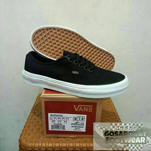 SEPATU VANS AUTHENTIC MONO BLACK WHITE PREMIUM
