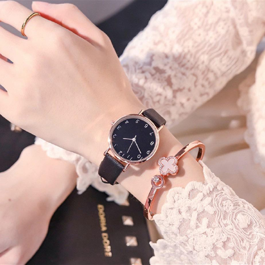 PA Jam Tangan Wanita Kulit Korea Strap PU Leather Polos Analog Quartz Fashion Korean Watch Casual JF072