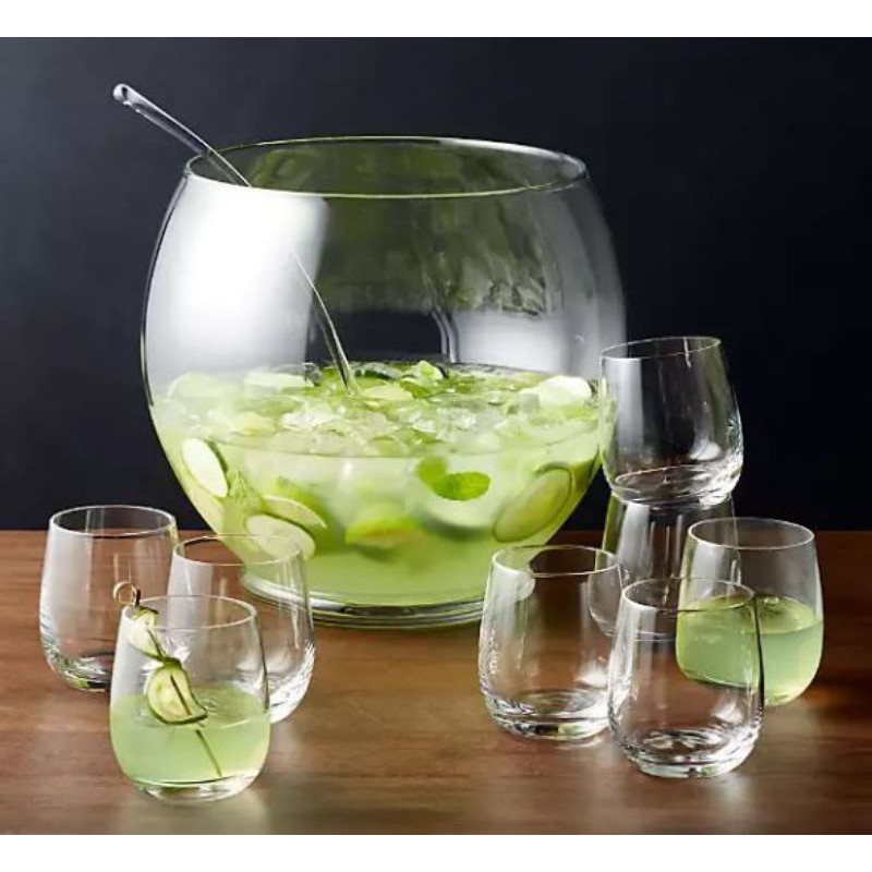 Set Mangkuk Saji dengan Gelas Punch Bowl Mangkuk Es Cocktail SOP Buah