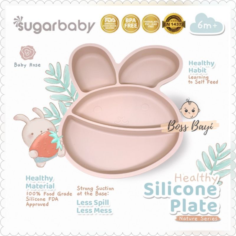 SUGARBABY Healthy Silicone Plate Nature Series / Piring Makan Bayi Anak Silikon Sugar Baby