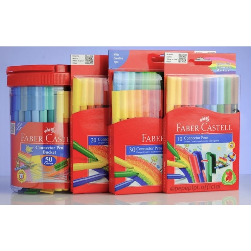 FABER CASTELL CONNECTOR PEN MARKER 10 / 60 WARNA - 10 COLORING PEN MARKERS COLORFULL / NEON COLORS / BRIGHT SOLID COLORS