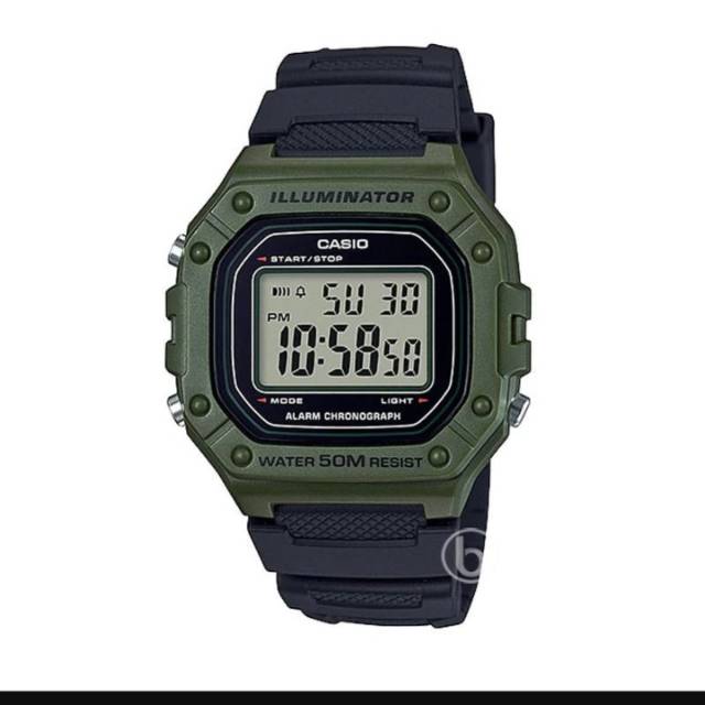 Casio iluminator jam tangan pria (original pria-W-218H)